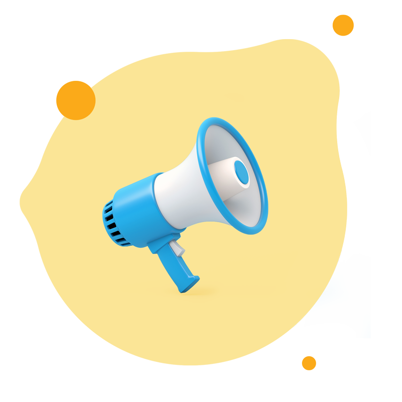 bullhorn with yellow background