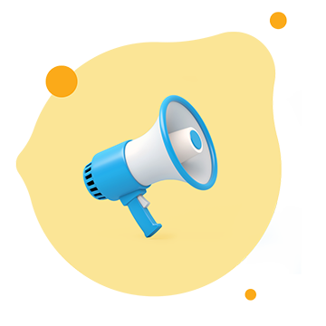 bullhorn with yellow background